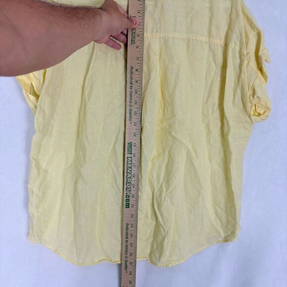 Quince Linen Camp Shirt Soft Yellow Collared Short Sleeve Button Front Top Size - Picture 10 of 11
